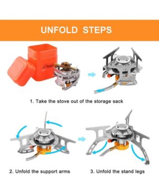 Camping Gas Stove, 3700W Portable Backpacking Stove with Piezo Ignition, Portable Burner, Camping Stove Adapter and Carrying Case for Outdoor Cooking