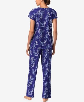 Sleepwear Brushed Cotton Cap Sleeve long pant PJ set