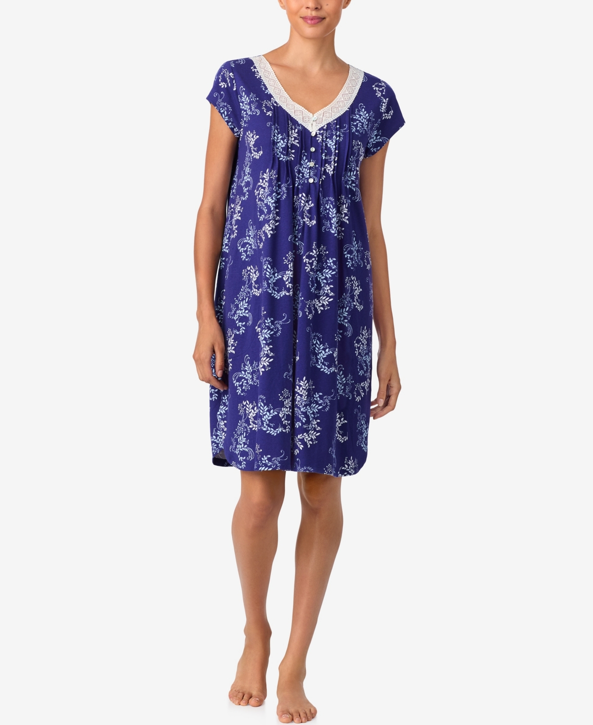 Aria Women's Short Sleeve Brushed Cotton Jersey Sleepshirt In Blue