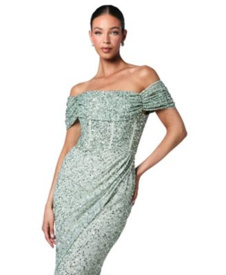 Women's Sequin Bardot Maxi Bridesmaid Dress