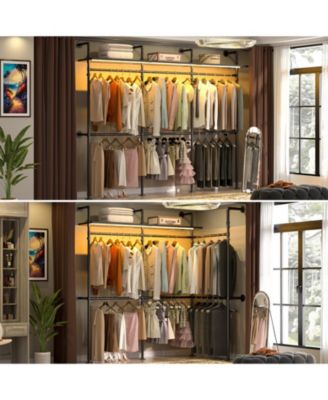 Industrial Pipe Clothing Rack, Reversible 118.3'' Clothes Rack