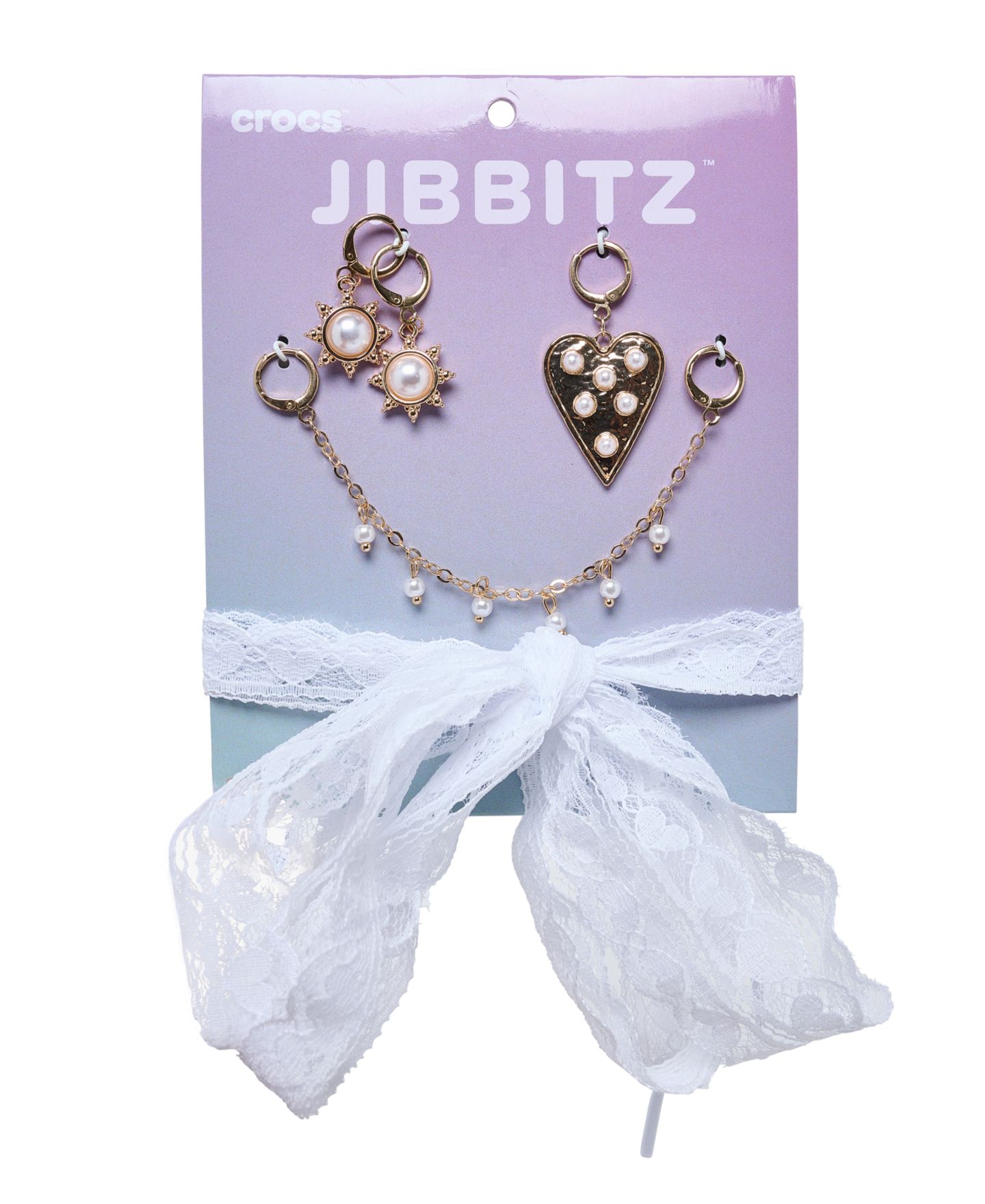 Аксессуары Crocs Jibbitz Laces and Faux Pearl Charms Kit, цвет: Белый / Разноцветный — фото 1