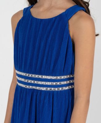 Girls 7-16 Pleated Glitter Chiffon Dress