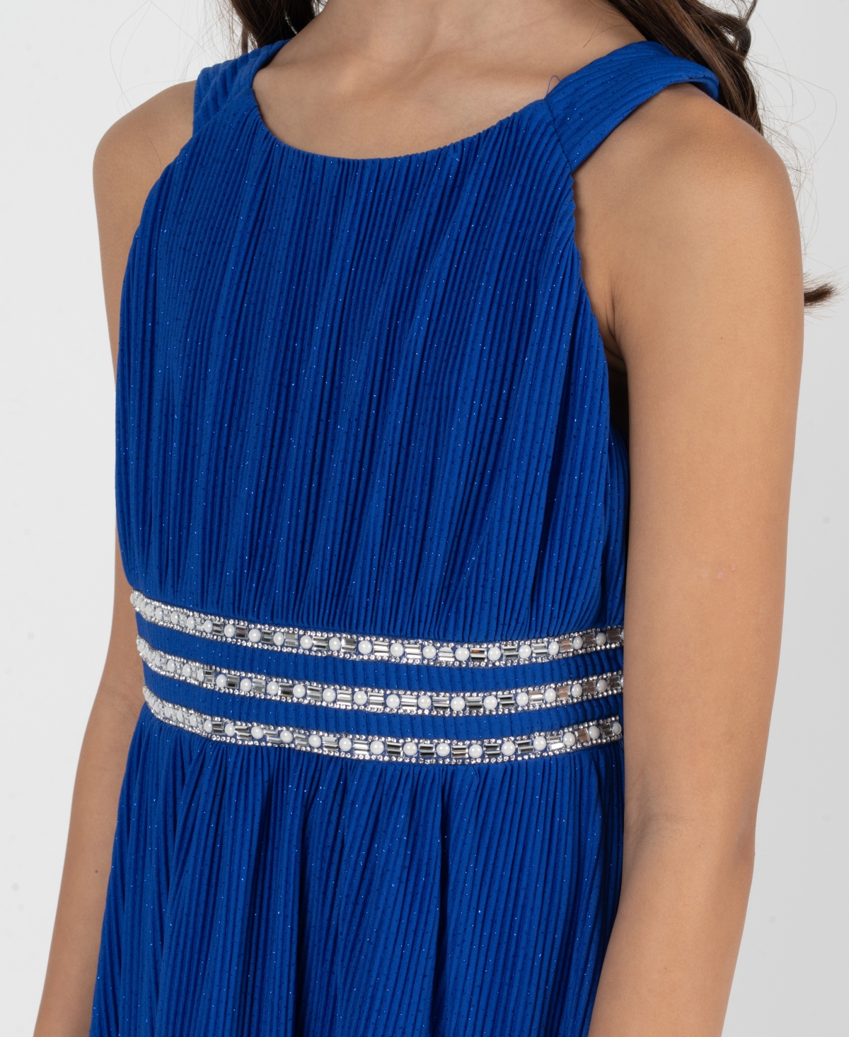 Rare Editions Girls 7-16 Pleated Glitter Chiffon Dress