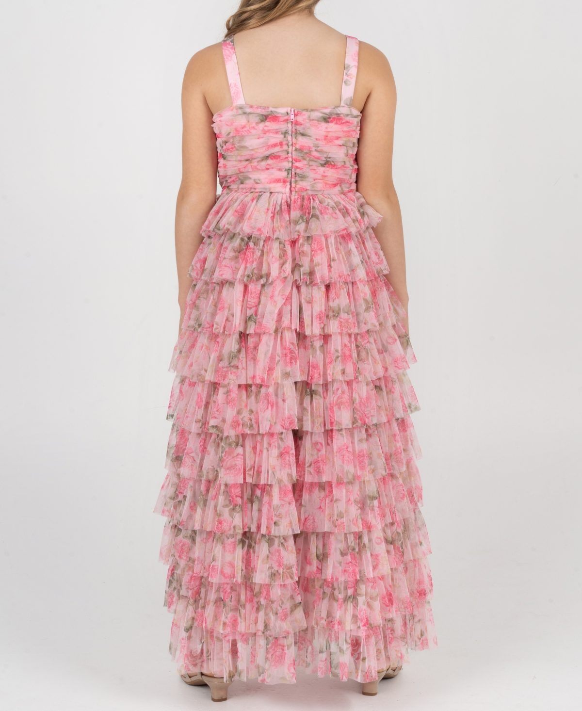 Rare Editions Girls 7-16 Printed Mesh Pleated Body Dress