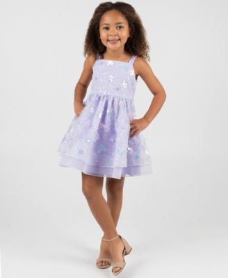 Rare Editions - Girls 2T-6X All-Over Sequin and 3D Flowers Dress
