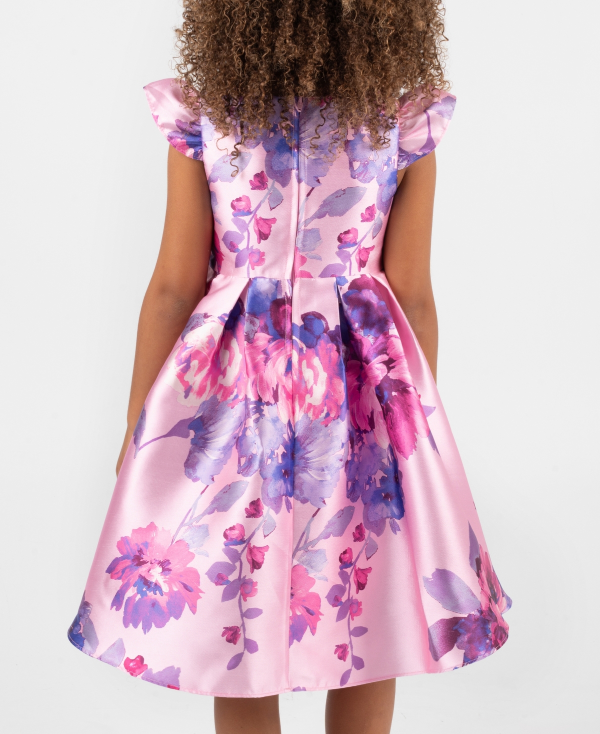 Rare Editions Girls 2T-6X Printed Mikado Hi-Low Pleated Dress