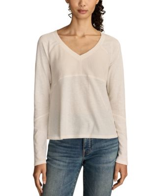 Lucky Brand - Women's Waffle Mix V-Neck Top