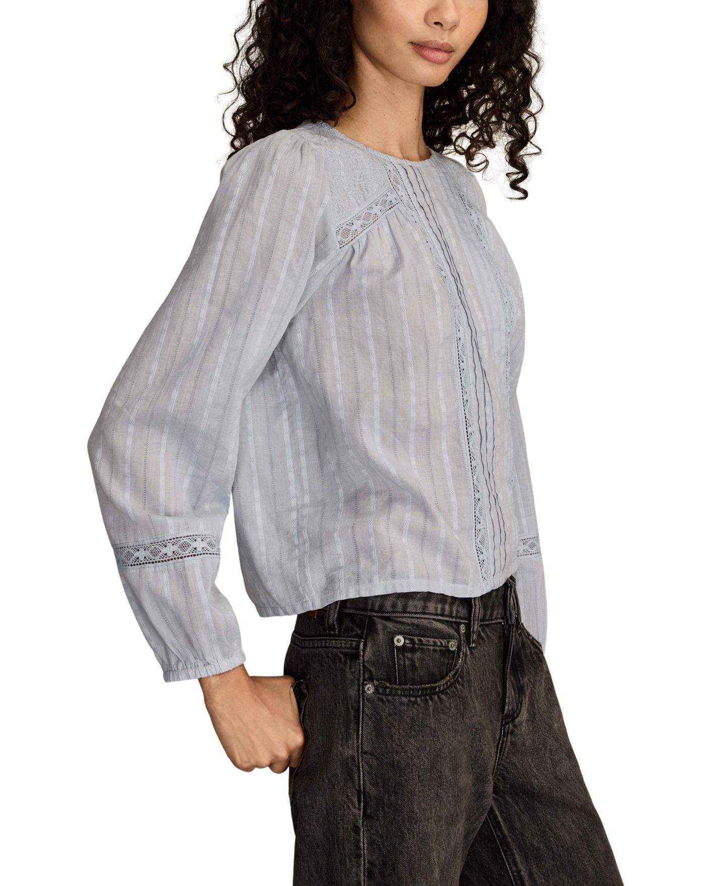 Женский топ Lucky Brand Long-Sleeve Novelty Femme, цвет: Синий — фото 3