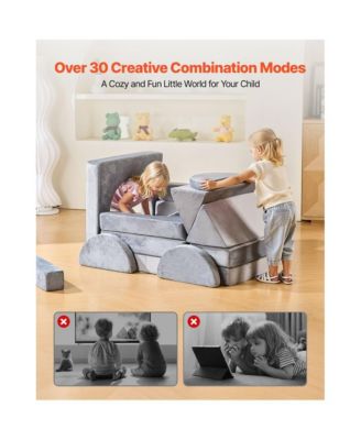 14-Piece Modular Kids Play Couch Sectional with Armrests