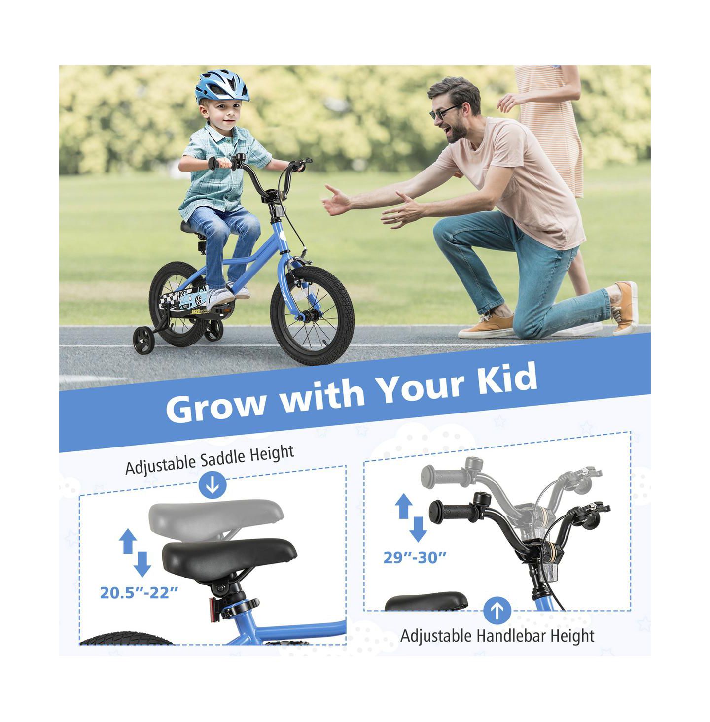 Детская игрушка SUGIFT 14 Inch Kids Bike with Removable Training Wheels Ages 3-5, цвет: Синий — фото 8