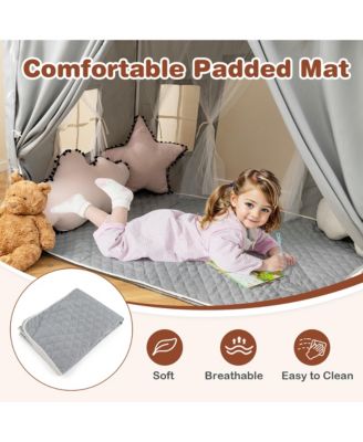 3-4 Kids Large Play Tent House w/ 2 Opening Doors Star Lights & Plaid Pennants