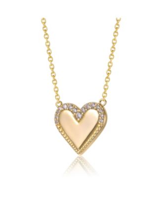 14K Gold Plated Cubic Zirconia Heart Pendant Necklace