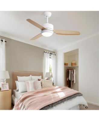 46-inch Modern White 3-blade Ceiling Fan with LED Light with Six-speed Remote Control