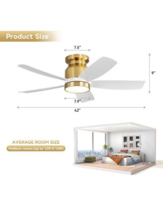 42-inch Modern Golden 5-Blade Ceiling Fan With 6-Speed Adjustable Wind Speed and Light Kit