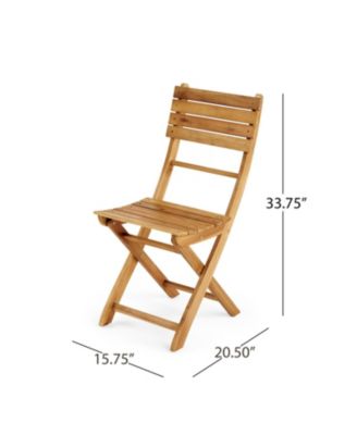 Outdoor Acacia Wood 3 Piece Half Round Folding Bistro Set Natural