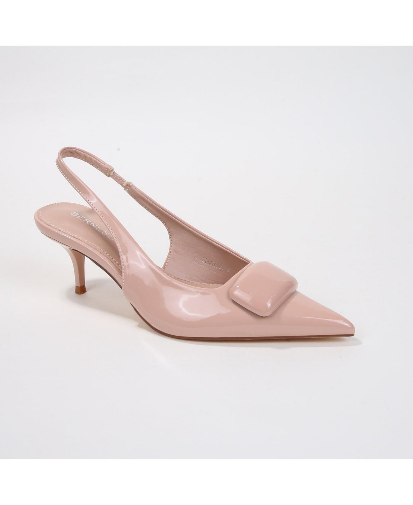 Женские туфли BERNESS Jennifer Patent Slingback Kitten Heels with Geometric Embellishment, цвет: Бежевый — фото 1