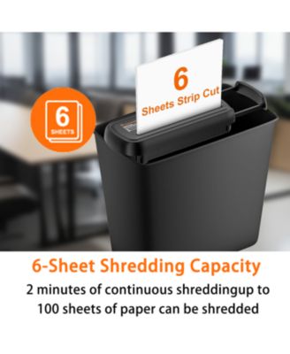 6-Sheet Strip-Cut Paper Shredder with Basket, Portable Home Office Shredder with Overheat Protection, Compact Design for Easy Use