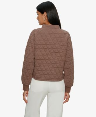 Women's Quilted Button Popover Pull-On Sweatshirt