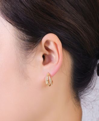 Gold Plated Cubic Zirconia Trio Hoop Earring Set