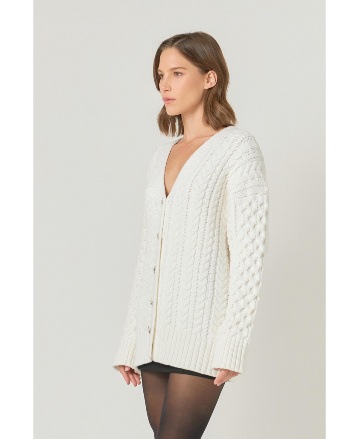 endless rose Women's Oversized Cable Knit Cardigan