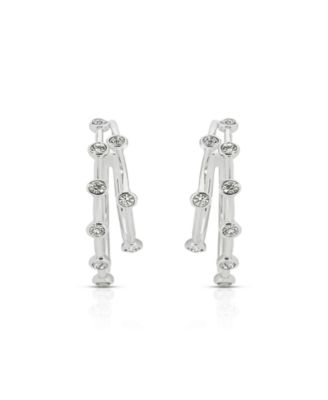 Silver Plated Double Sparkle Hoop Earrings