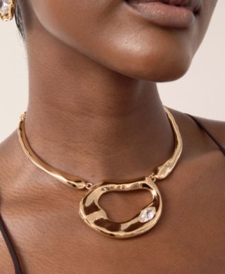 Gold Plated Molten Marquise Necklace