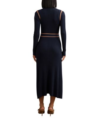 Women's Color-Block Rib-Knit Midi Dress