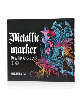 12 Colors Soft Brush Tip & Flat Tip Metallic Markers, Acrylic Paint Pens for Stone, Rock, Painting, Ceramic, Glass, Wood and Metal