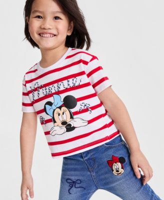 Girls' 2T-6X Minnie Mouse Short-Sleeve T-Shirt and Flare Denim Pants, 2-Piece Set