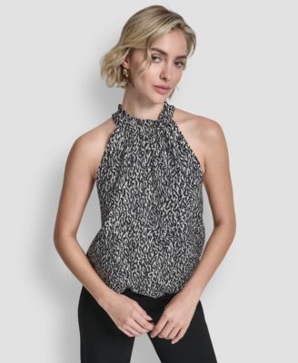 DKNY - Women's Sleeveless Printed Voile Halter Top