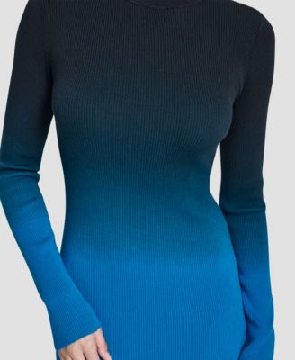 Women's Long-Sleeve Crewneck Dip Dye Sweater Dress