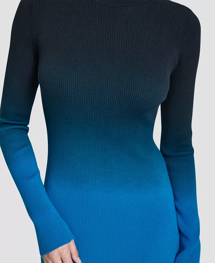 Women's Long-Sleeve Crewneck Dip Dye Sweater Dress - thumbnail 4