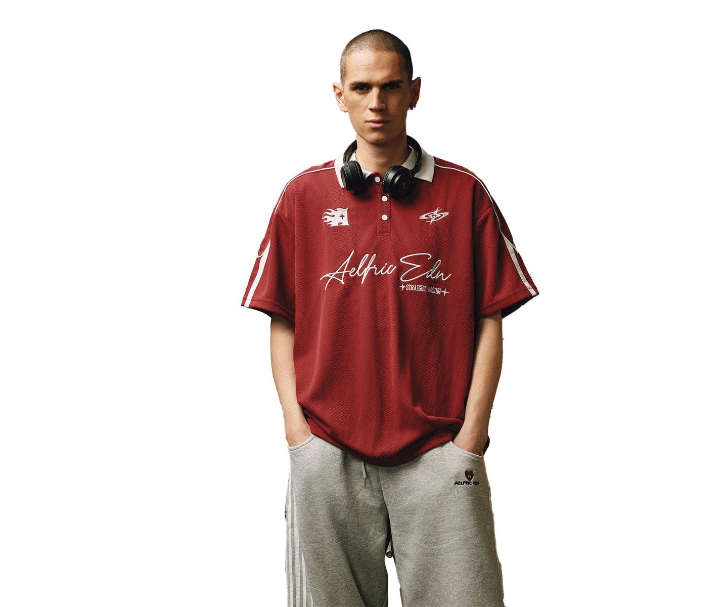 Мужской топ AELFRIC EDEN Sporty Polo Soccer Jersey, цвет: Красный — фото 1