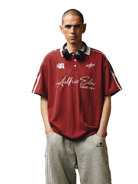 Мужской топ AELFRIC EDEN Sporty Polo Soccer Jersey, цвет: Красный
