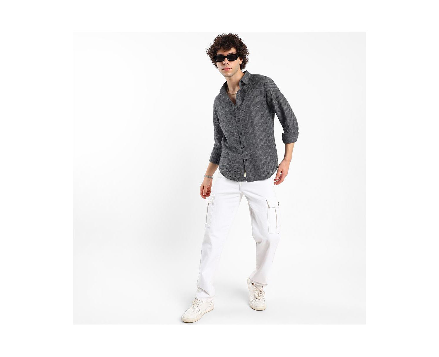 Men's Solid Textured Knit Shirt