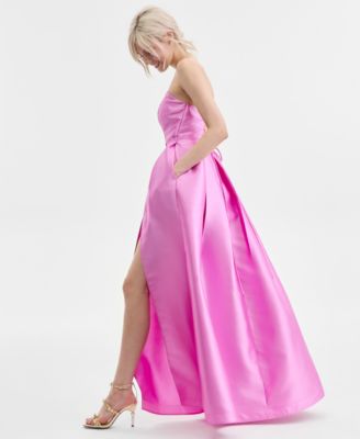 Juniors' Strapless Embellished-Bow Gown