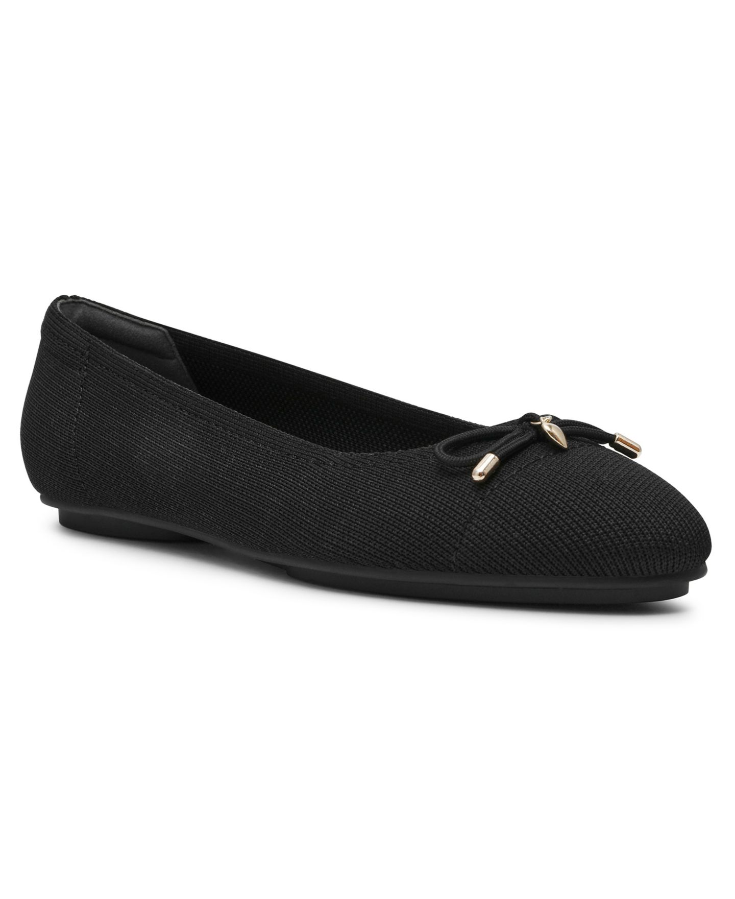 Женские балетки Anne Klein Luci Cap Toe Ballet Flats, цвет: Чёрный вязаный — фото 7