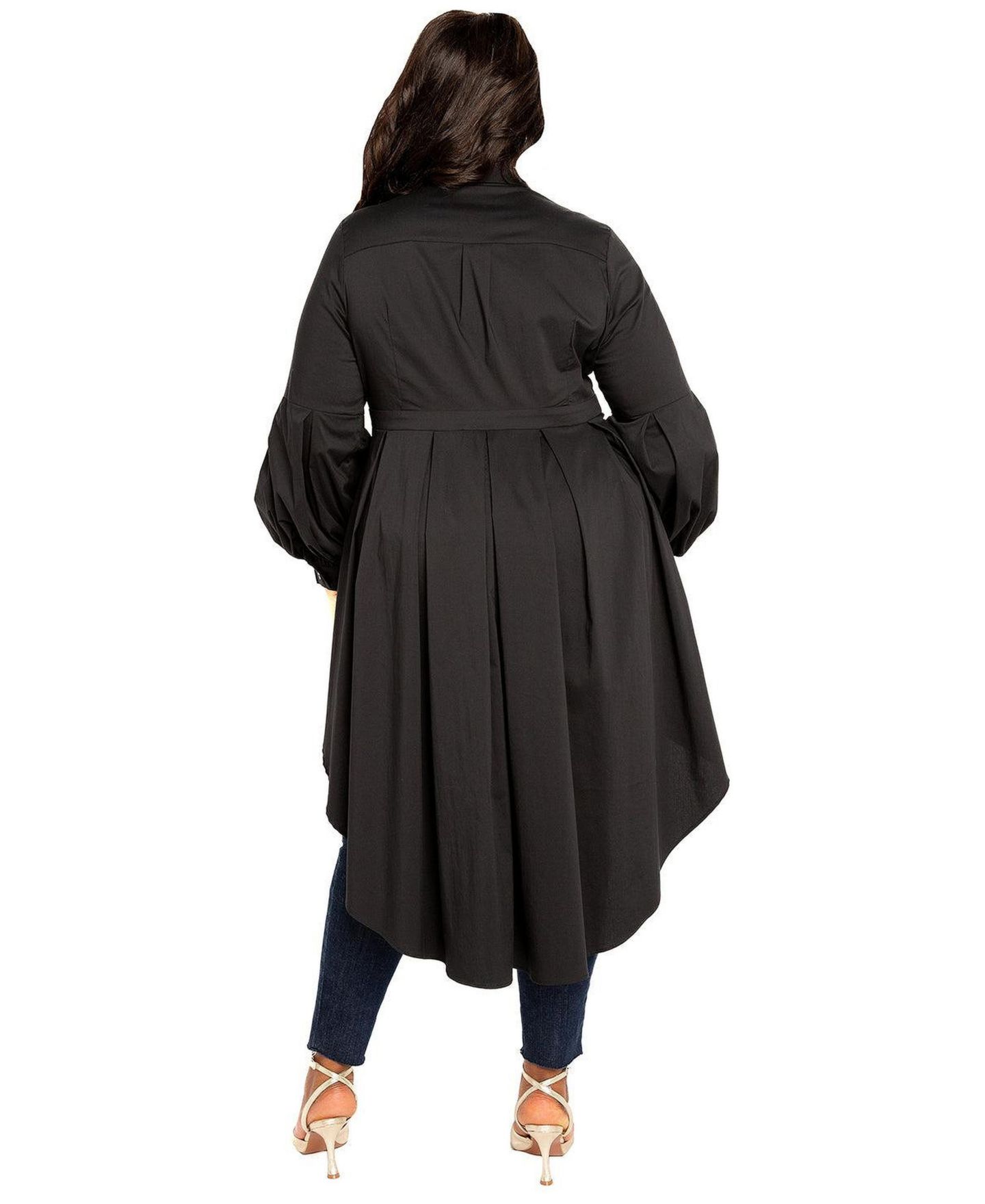 Женская блузка Buxom Couture Plus Size High-low Peplum, цвет: Чёрный — фото 3