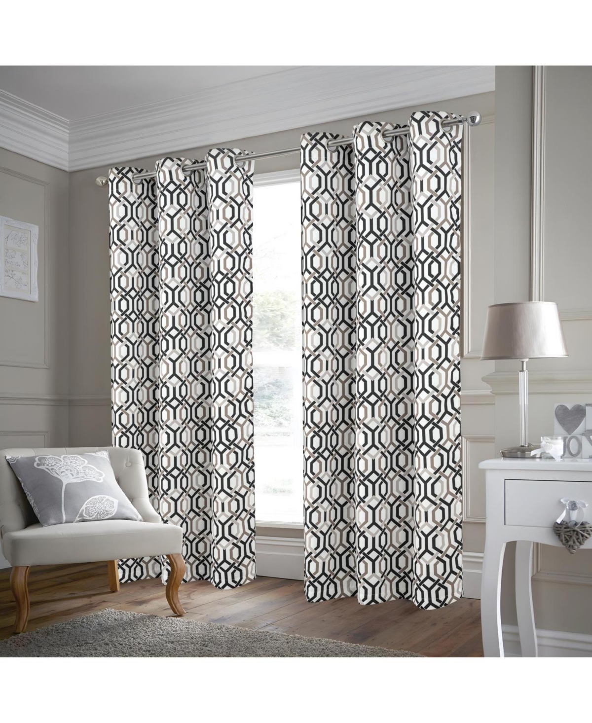 Rt Designer Collection Rory Printed Blackout Luxurious Decorative Grommet Curtain Panel 54" x Black