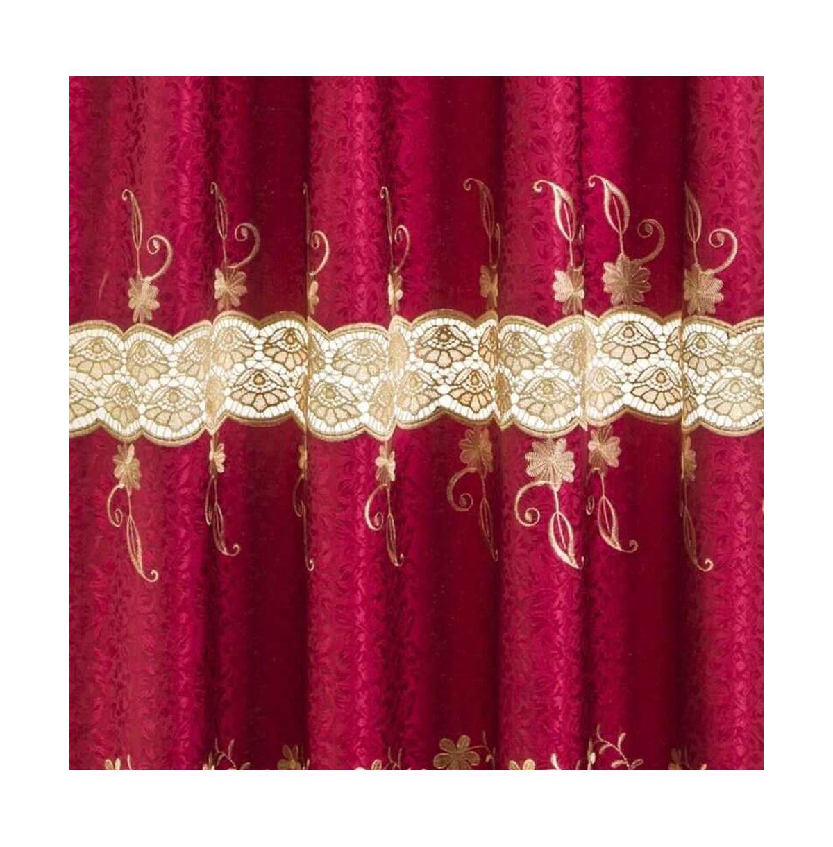 Rt Designers Collection Alisa Macrame Rod Pocket Window Room Darkening Panel 54" x 84" Burgundy