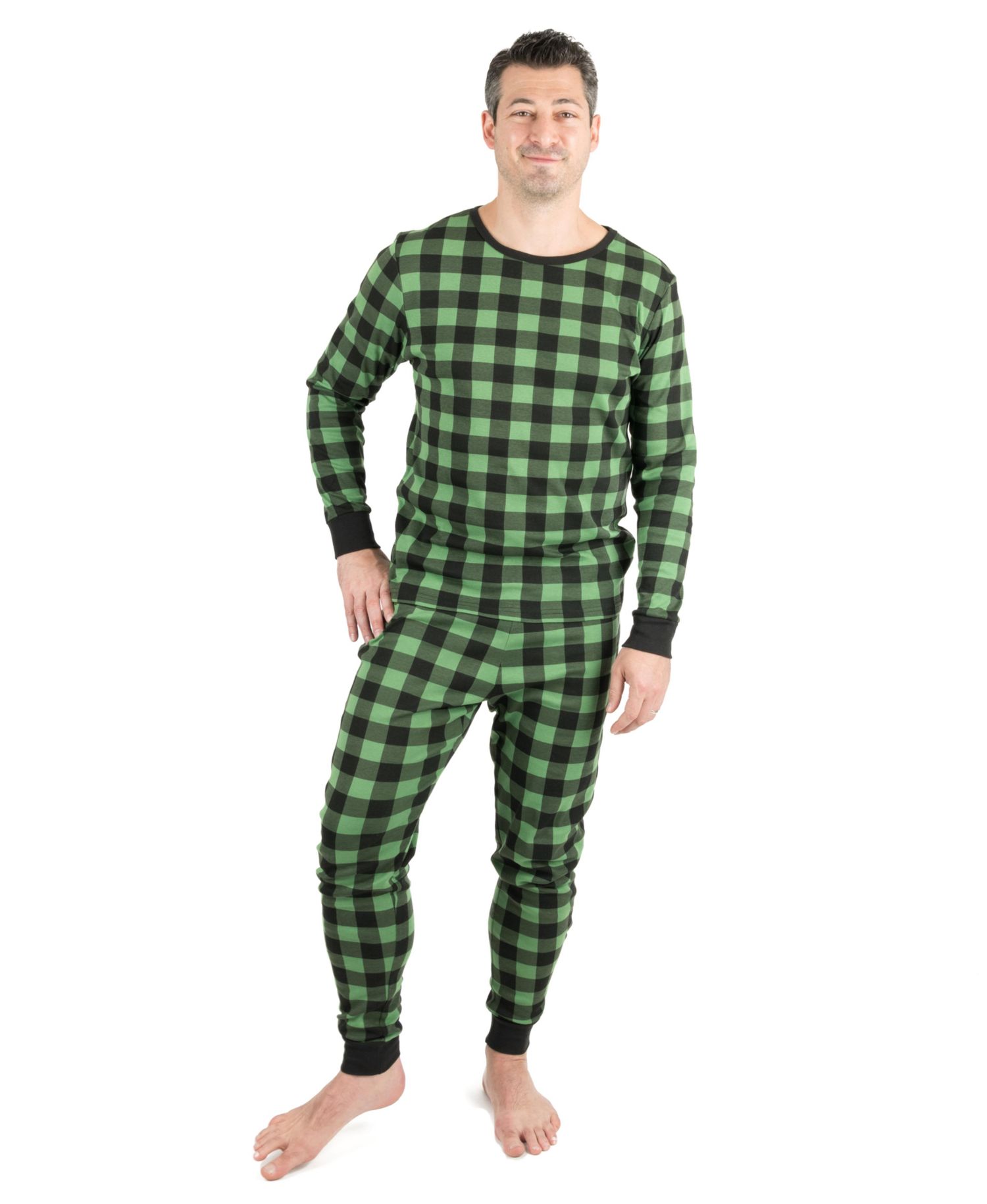Men’s Big & Tall Two Piece Cotton Plaid Holiday Pajamas