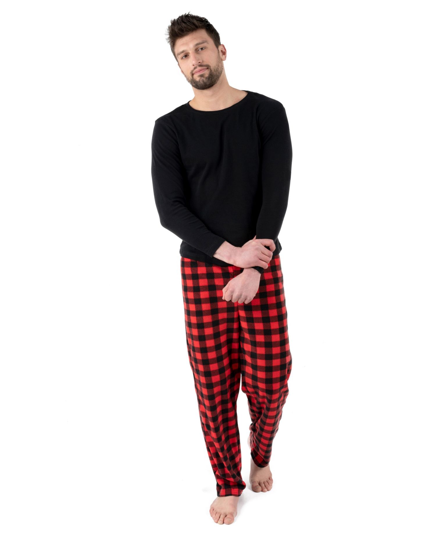 Men’s Cotton Top and Fleece Pants Holiday Pajamas