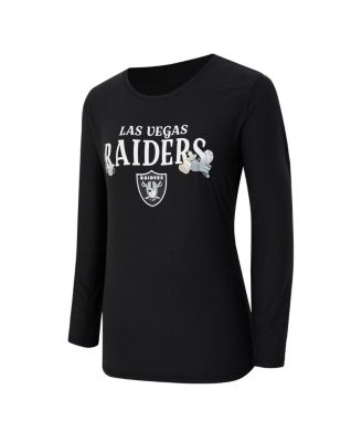 Women's 2-Piece Black Las Vegas Raiders Chestnut Long Sleeve T-Shirt and Pants Sleep Set