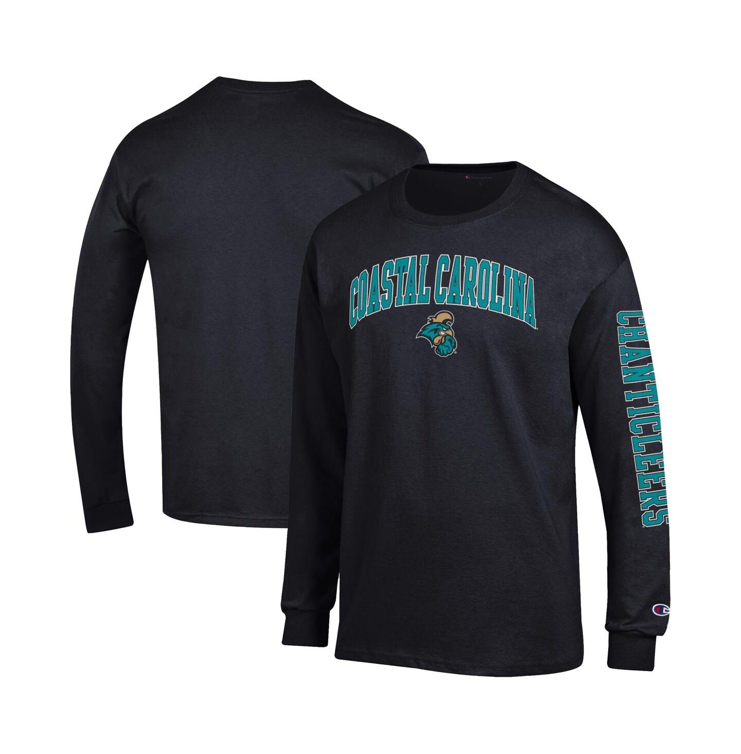 Мужская футболка Champion Black Coastal Carolina Chanticleers Arch Over Logo 2-Hit Long Sleeve — фото 1