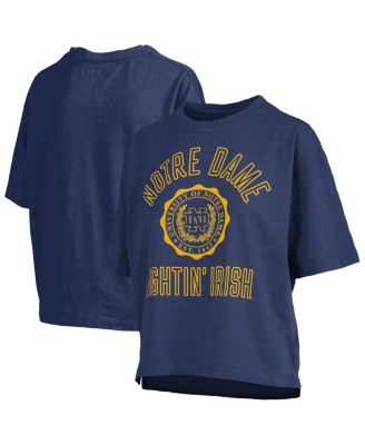 Pressbox - Women's Navy Notre Dame Fighting Irish Motley Crew Bishop Waist Length Oversized T-Shirt