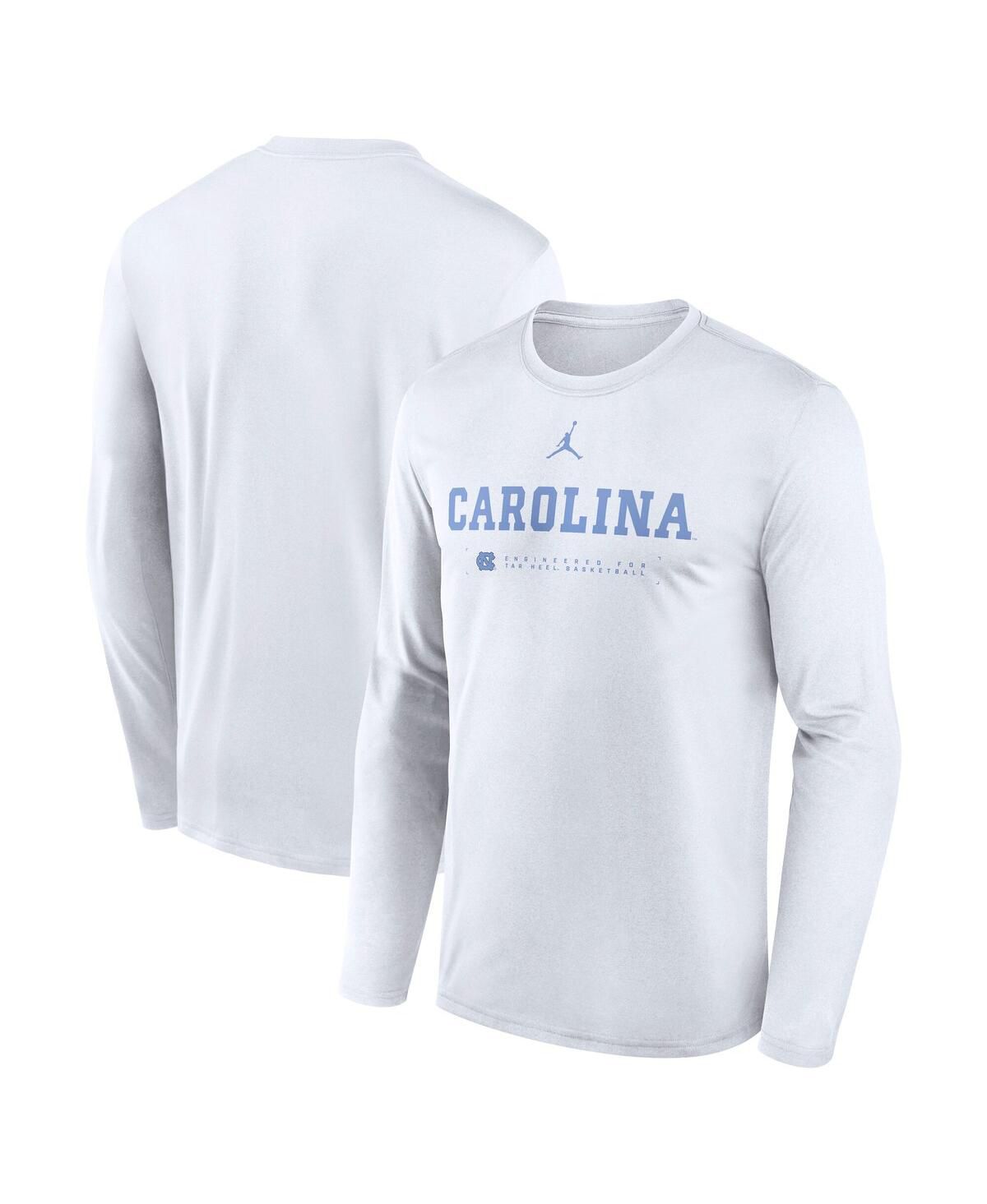 Мужская белая футболка с длинным рукавом Dri-FIT от North Carolina Tar Heels 2025 года выпуска для баскетбола на корте Shootaround Legend