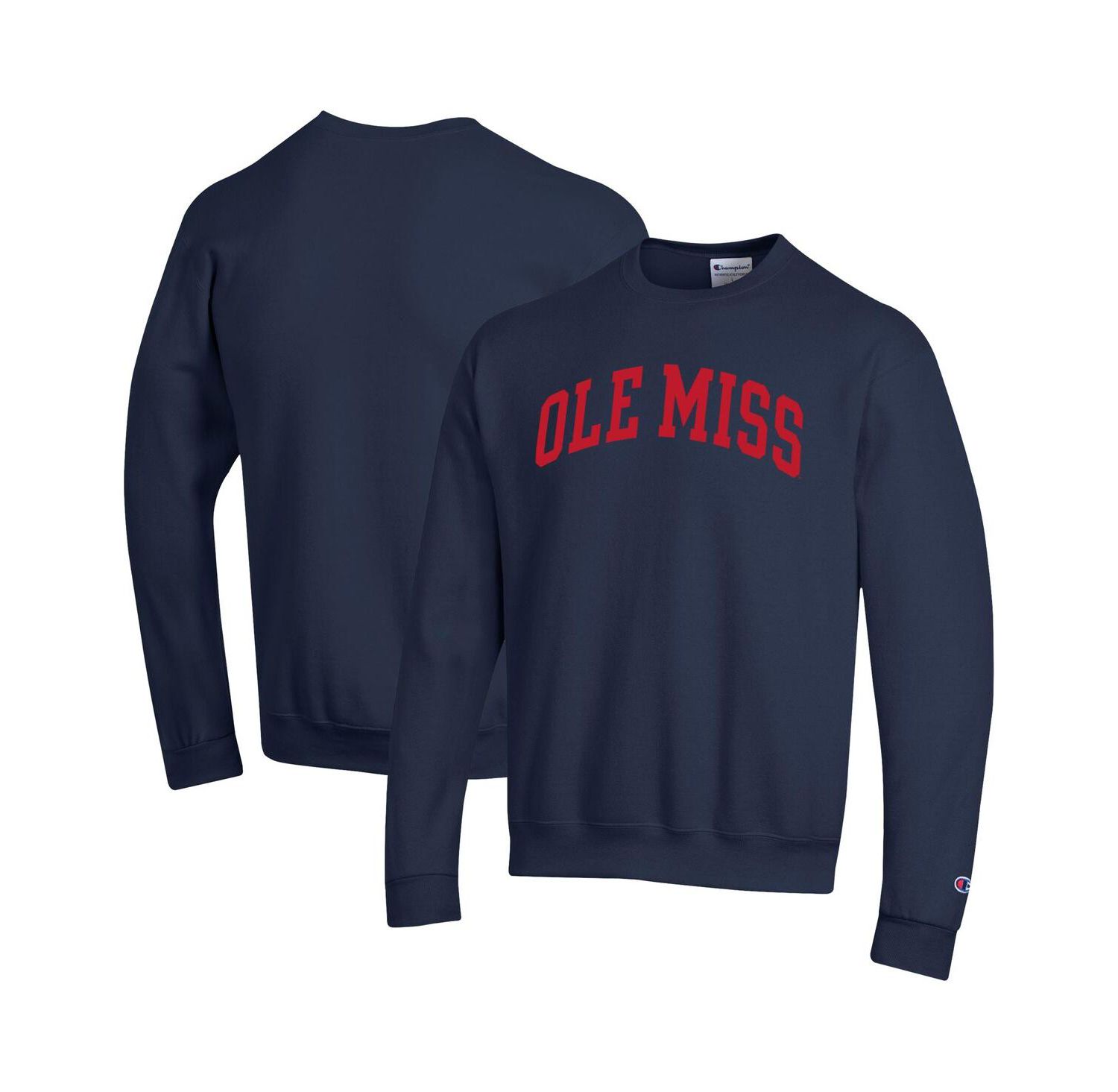 Men's Navy Ole Miss Rebels Basic Arch Fleece Pullover Sweatshirt