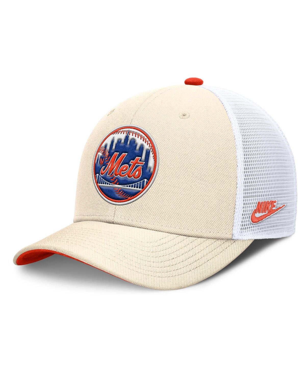 Nike Men's Natural New York Mets Cooperstown Collection Dri-fit Rise Trucker Adjustable Hat