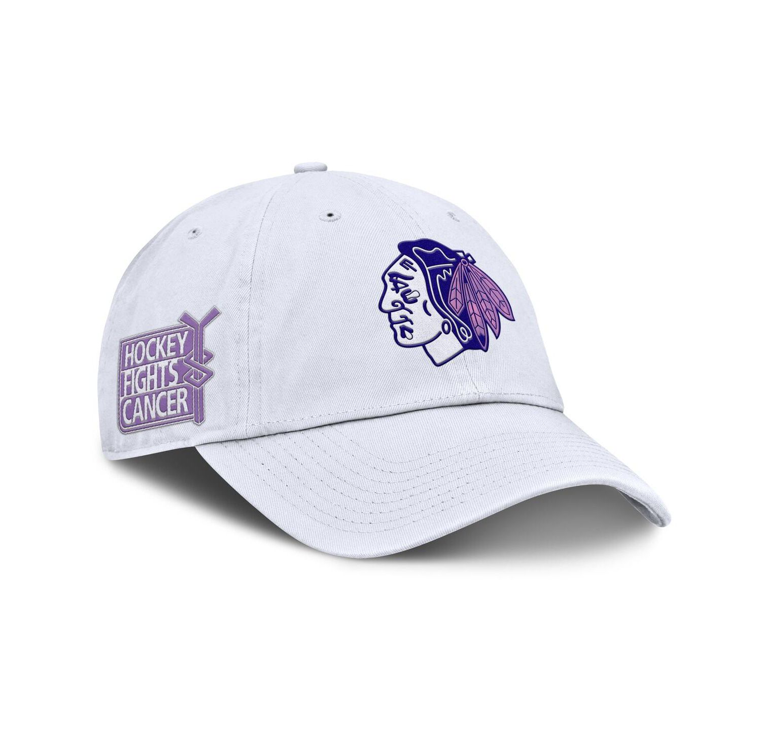 Men's White Chicago Blackhawks Authentic Pro Hockey Fights Cancer Adjustable Hat